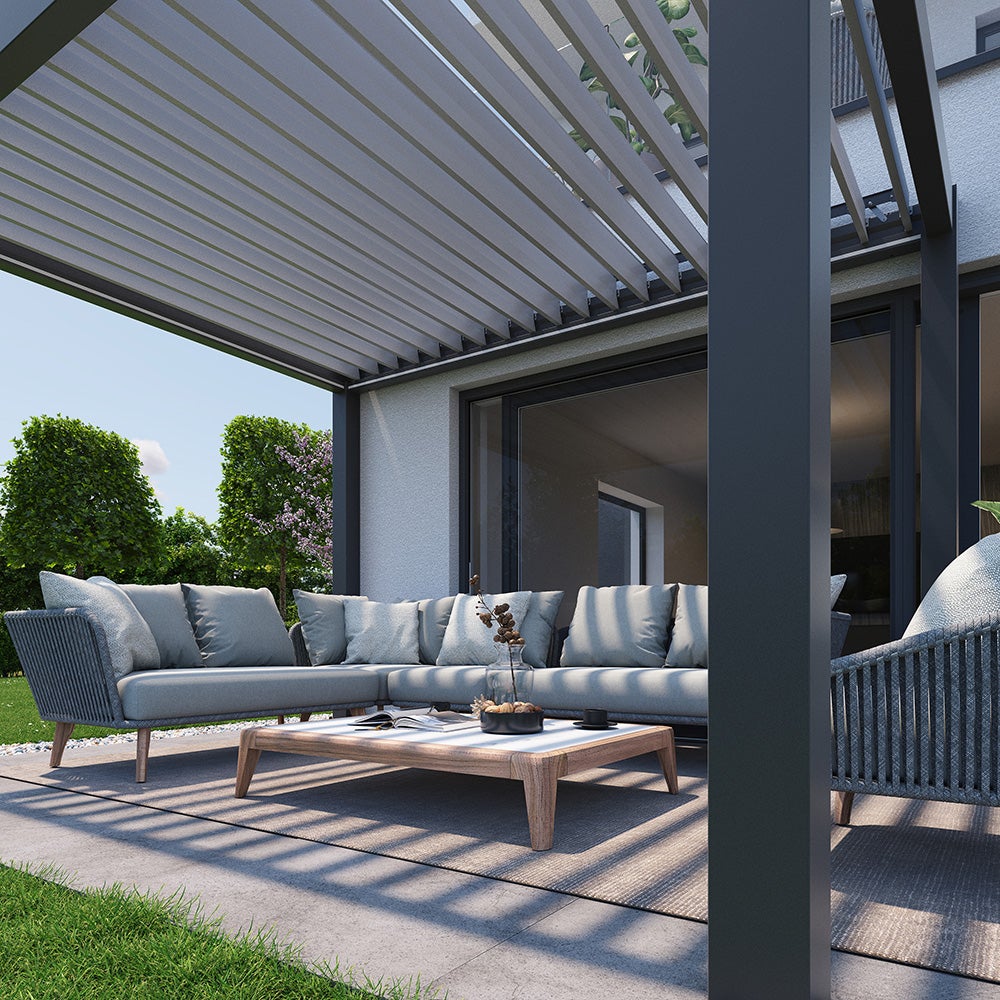 Pergola størrelse 3 x 3 metallic quartz grå