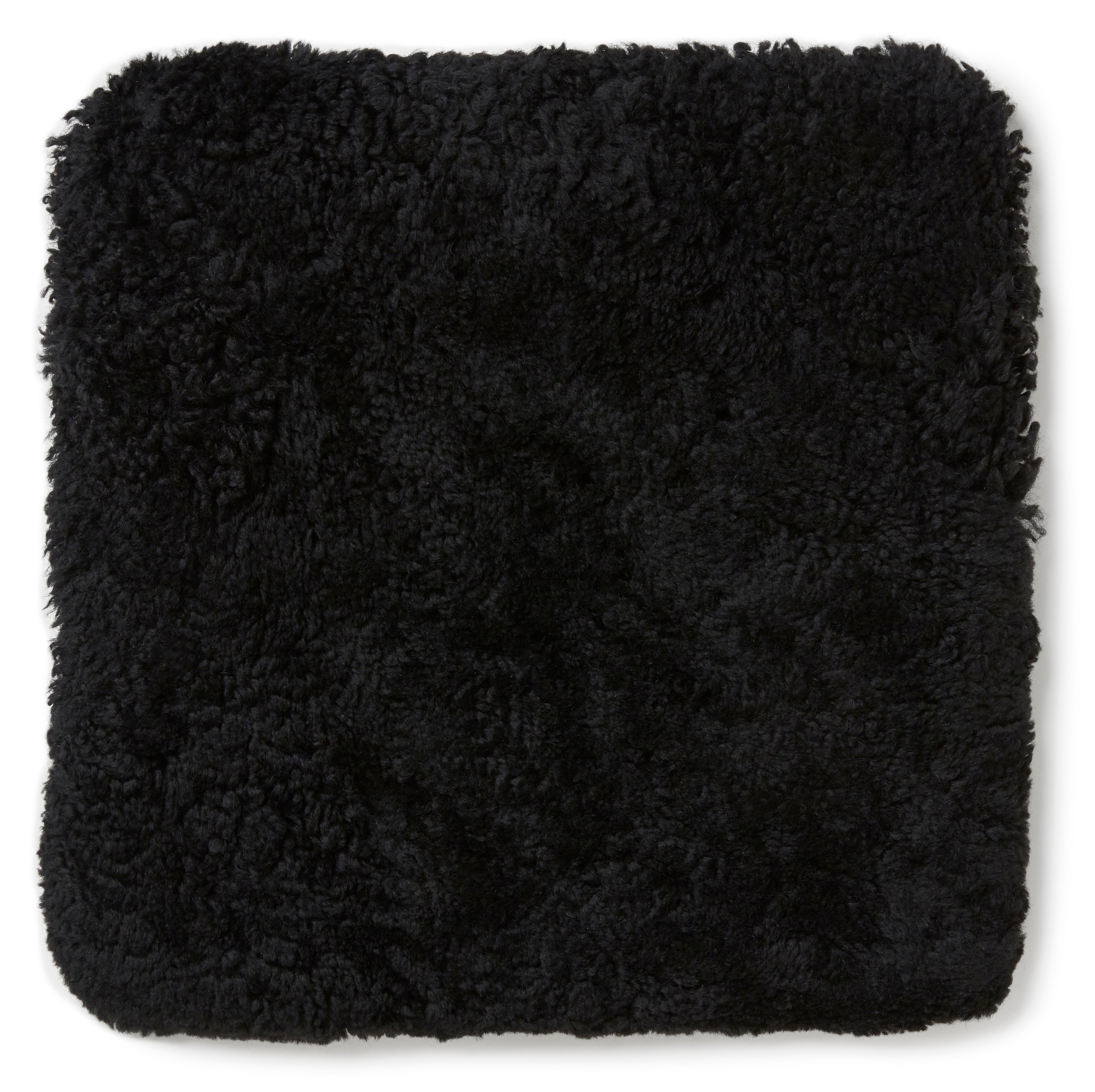 Curly Seat Cover Sheepskin 40x40cm Black