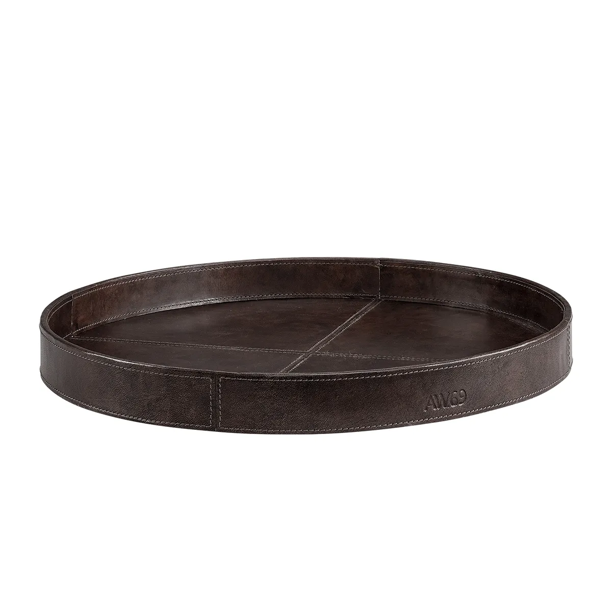 Rundt brett i skinn Mendoza Deep brown