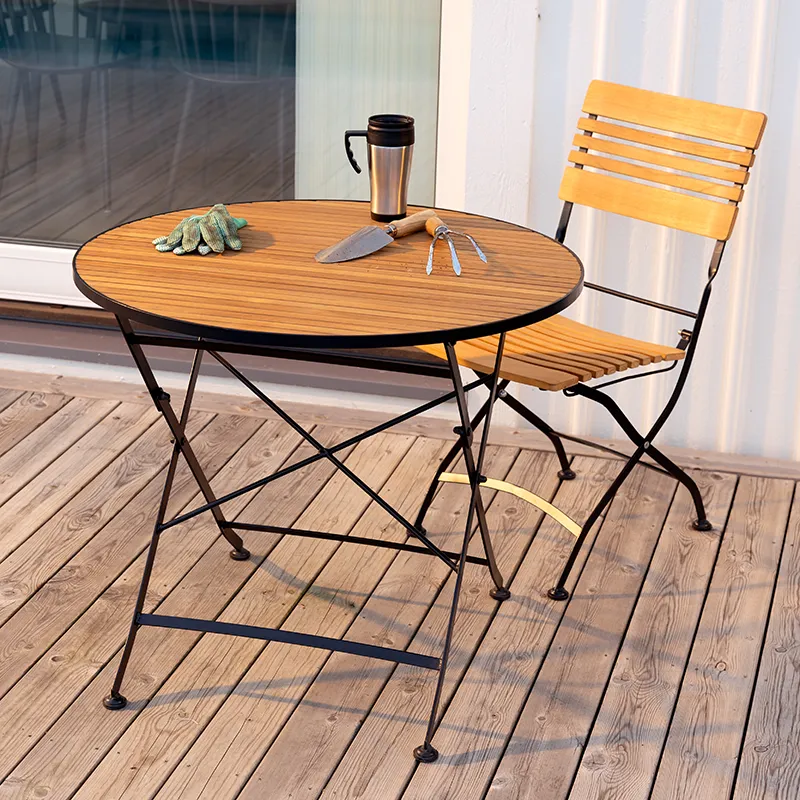 Brewer bord Ø 85 cm  Svart / Teak