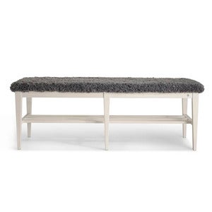 Nadja benk 130 cm Hvitoljet ask/safeskinn look Grå