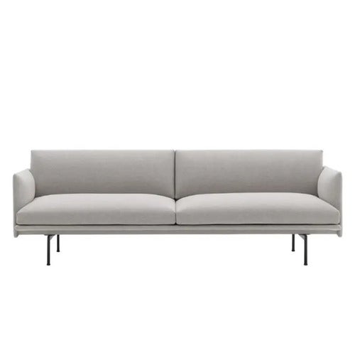 Outline Sofa 3-Seater - Black Base - Clay 12 Black