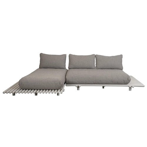 Sticks sofa m/ sjeselong Alu/light brown
