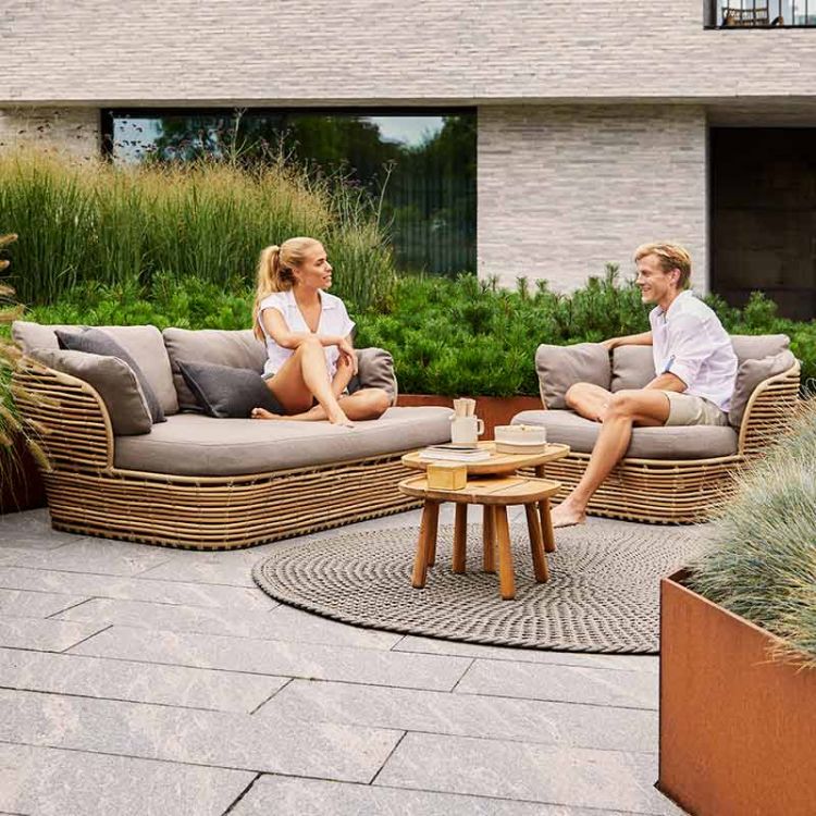 Lounge lenestolkurv i naturflet inkl. Light Cane-Line Airtouch-putesett