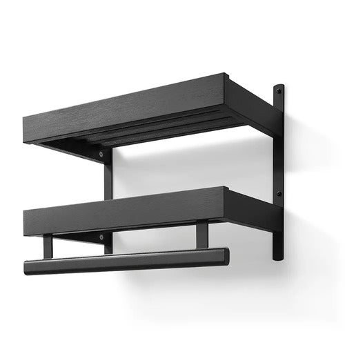 Nadja Hattehylle 50 cm 2 nivåer Svartbeiset eik/mattsvart stål