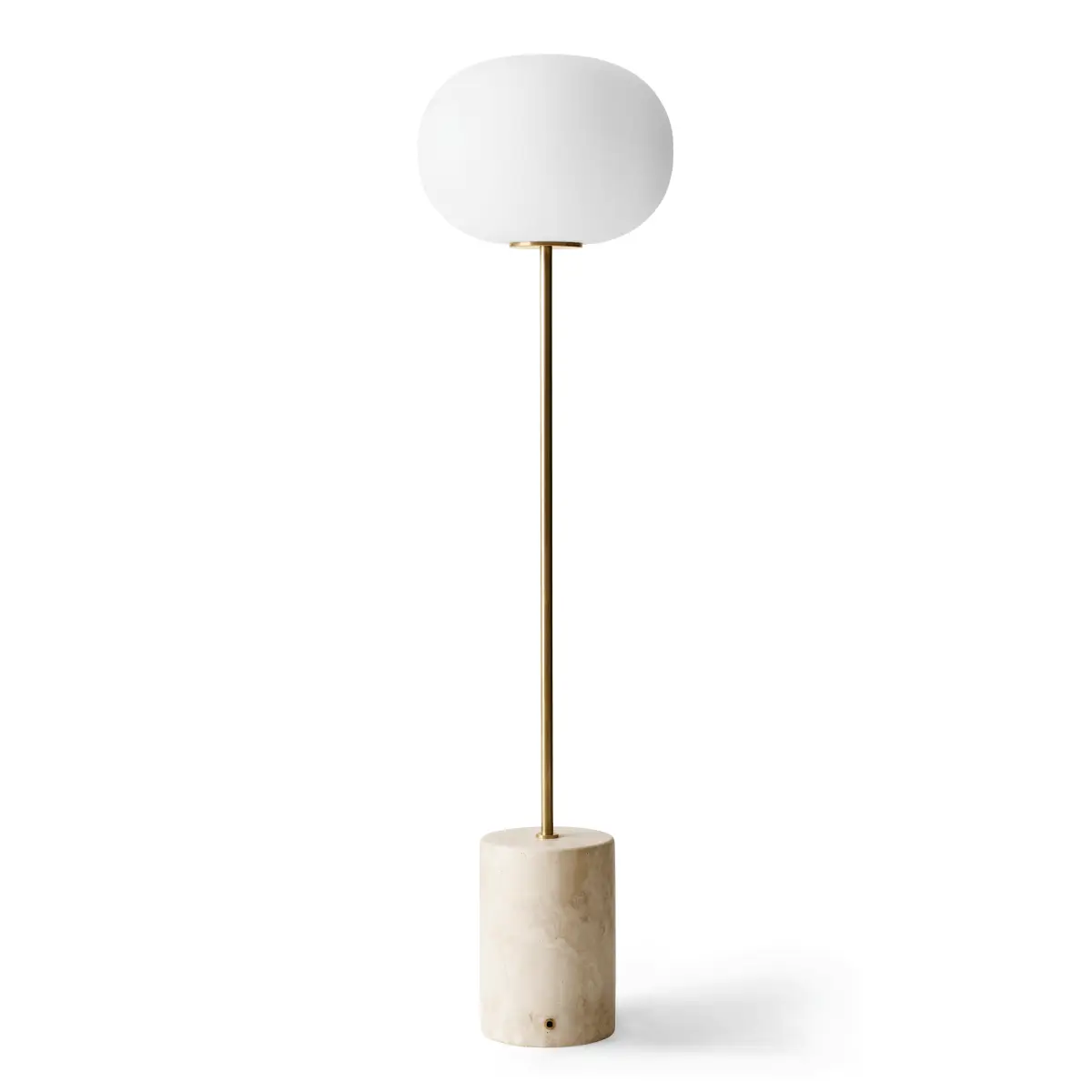 JWDA gulvlampe, messing/beige, travertin, 150 cm, dimbar – Audo Audo Copenhagen - Stue - Design - Stein - Med skjerm