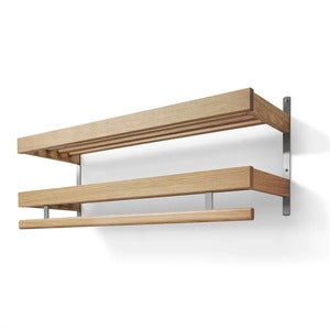 Nadja Hattehylle 100 cm 2 nivåer Lakkert eik/slipte stål
