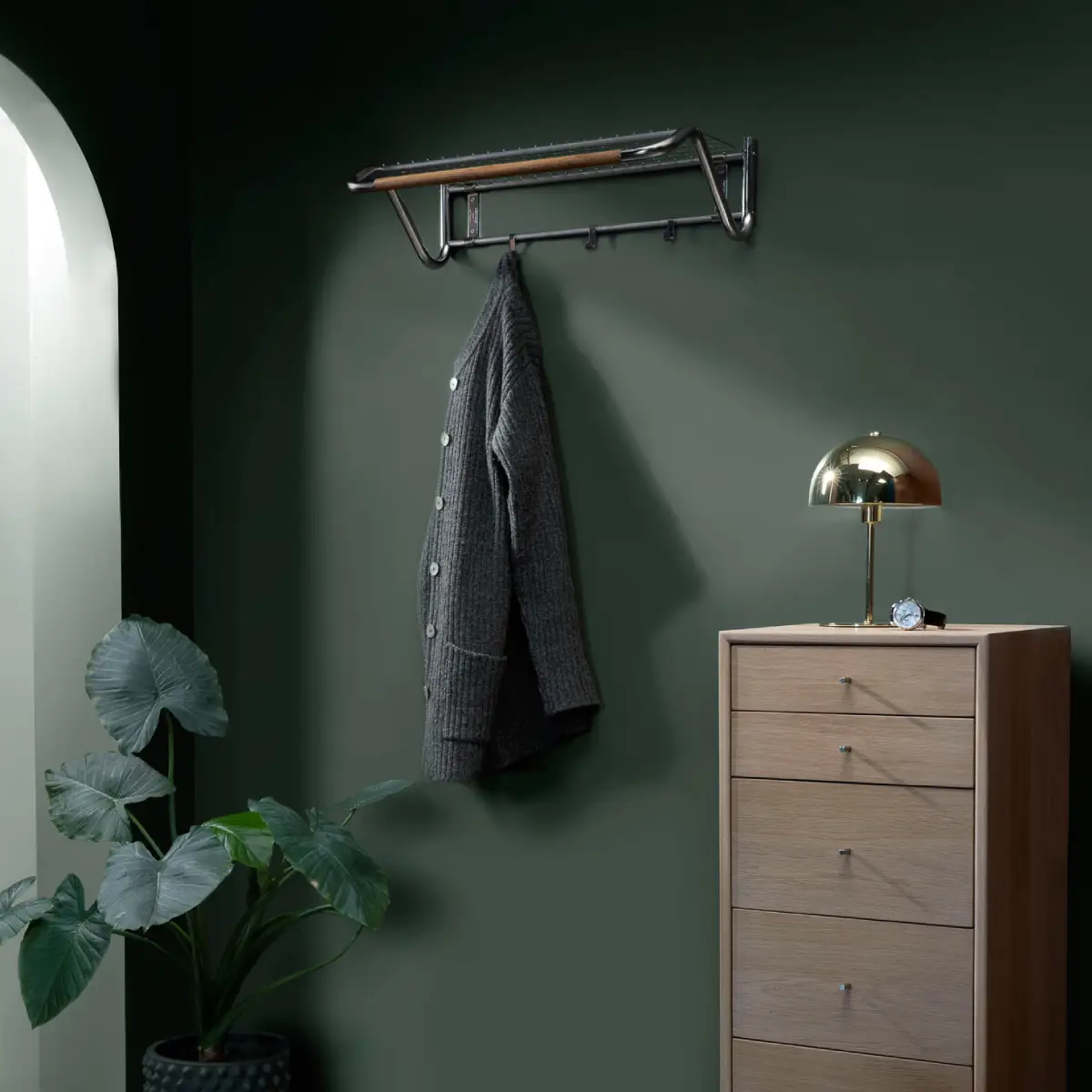 Funk Hatthylle 61 cm Rostfritt stål Eik