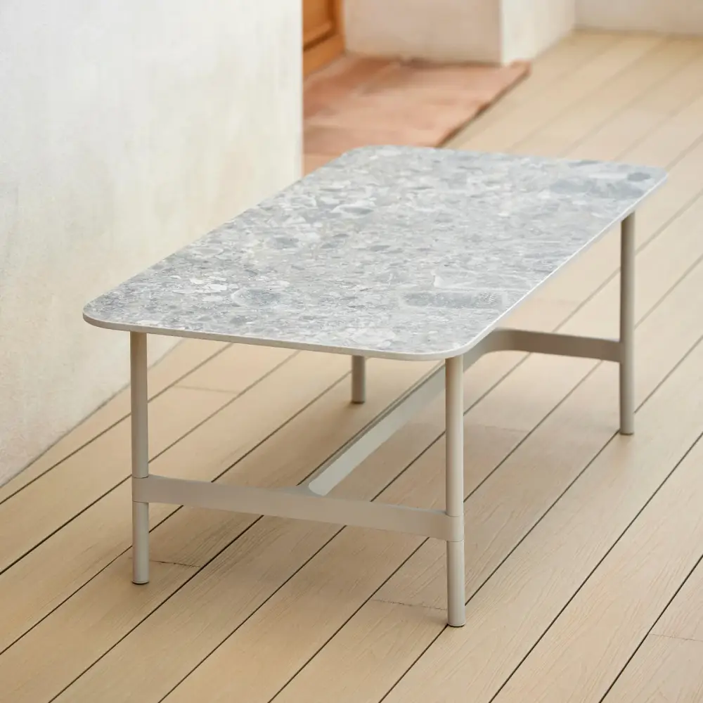 Twist salongbordunderstell, rektangulært, sand, aluminium