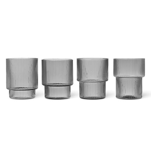 Ripple Glass 4-pakning - Smoked Grey
