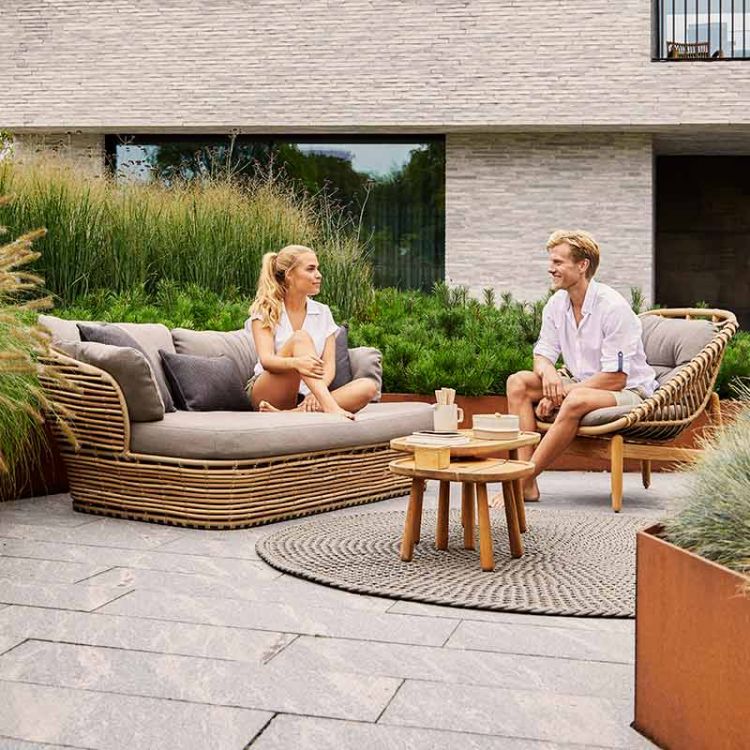 Loungesofa Basket Natural Artificial Wicker Incl Light Airtouch Putesett