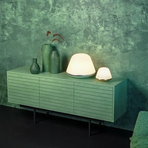 Bloom Large bordlampe D380 satin sølv E27