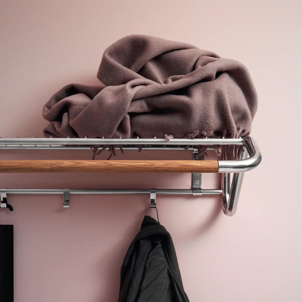 Funk Hatthylle 122 cm Rostfritt stål Eik