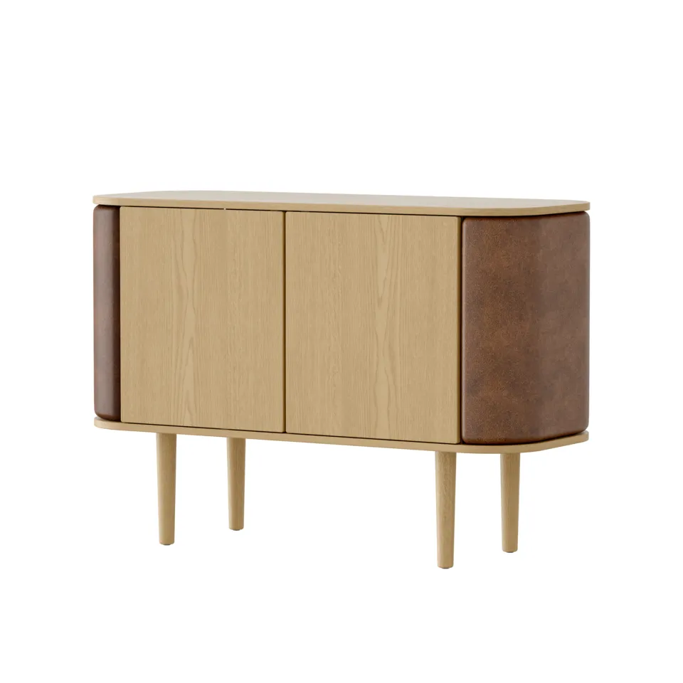 Treasures skap med 2 dører i eik/brown faux leather