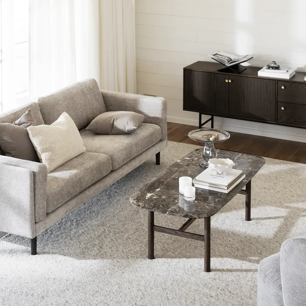 Braden 3-seter sofa brun eikben/lys beige