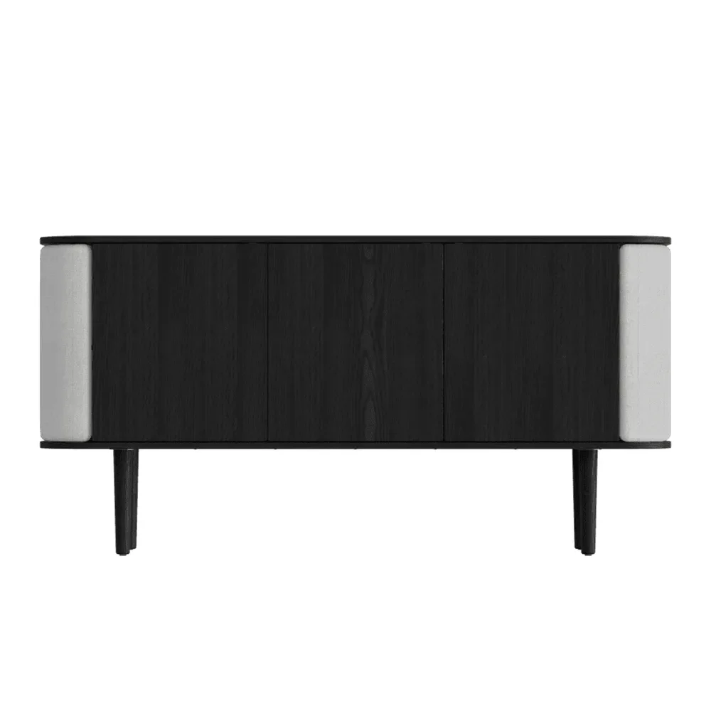 Treasures skap med 3 dører, svart eik/Sterling