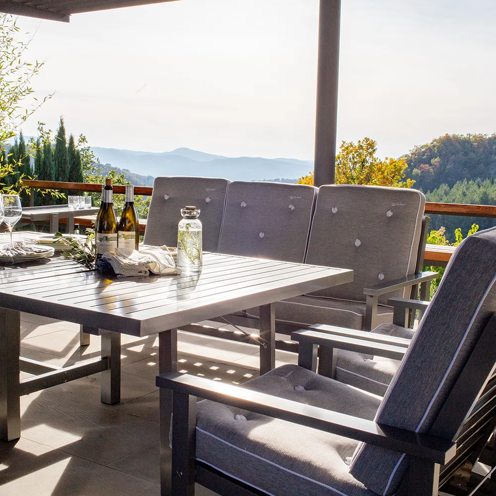 122x124cm H:65.5cm bord aluminium grå 