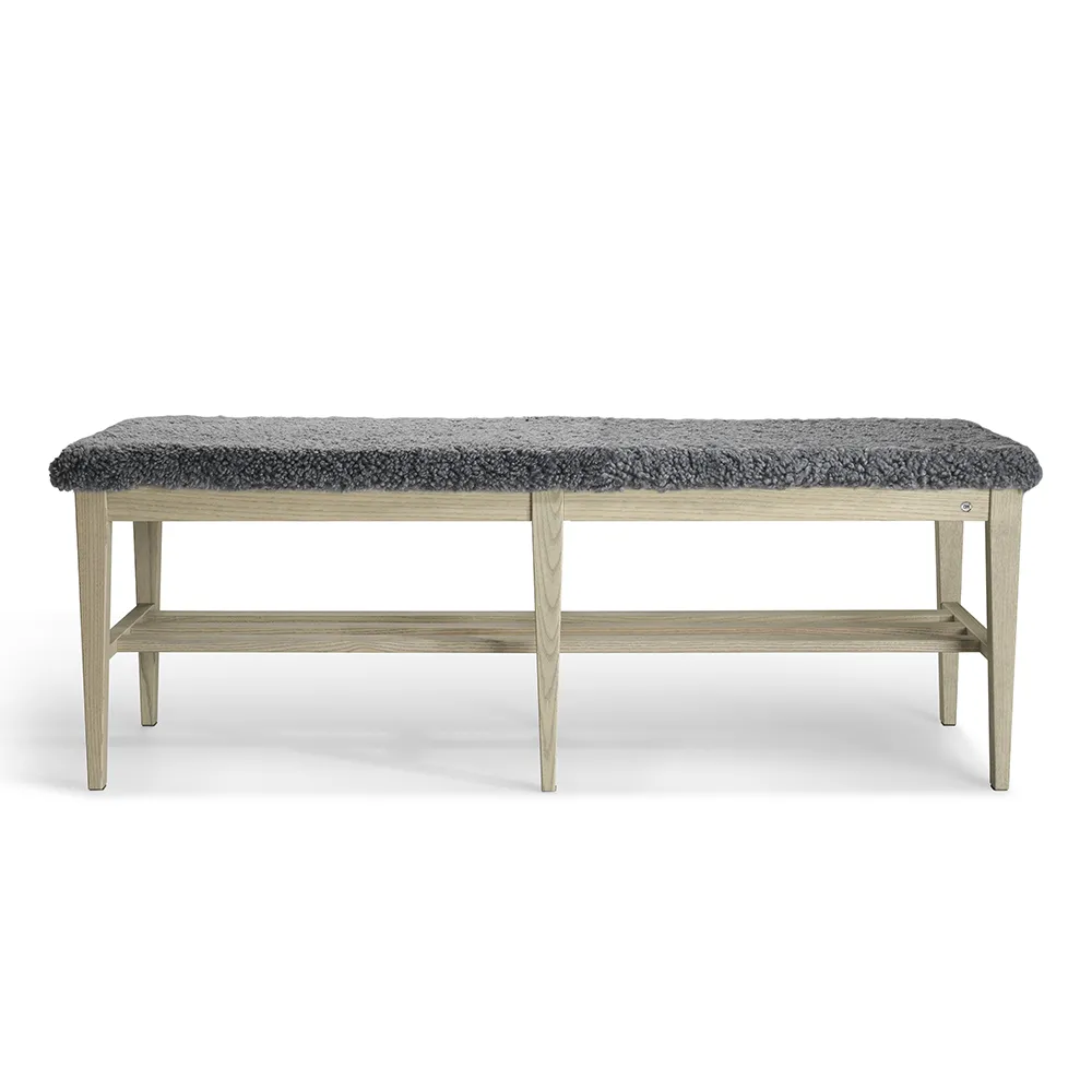 Nadja benk 130 cm Grå oljet ask/safeskinn lysegrå