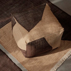 Forene Square Pouf - Tan/Chocolate