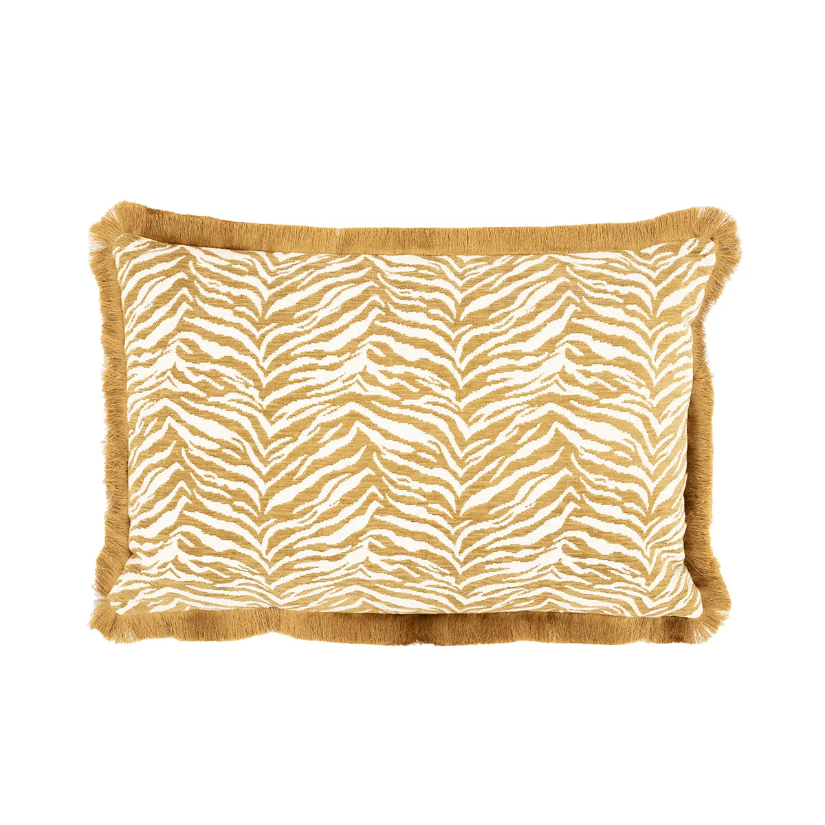By-Boo, Pyntepute med frynser Tigra Mustard 40x60 cm