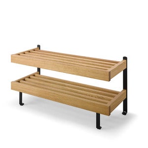 Nadja skohylle 80 cm lakkert eik/mattsvart stål