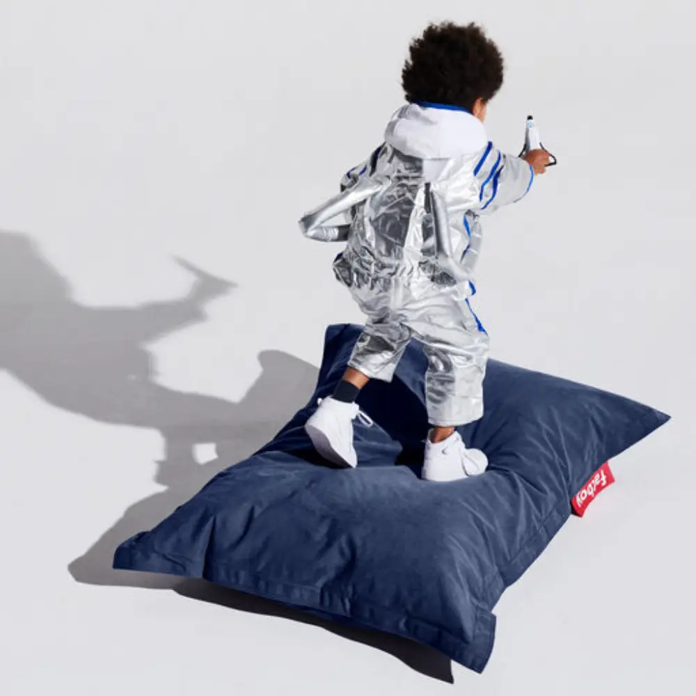 junior canvas bønnepose recycled crown blue