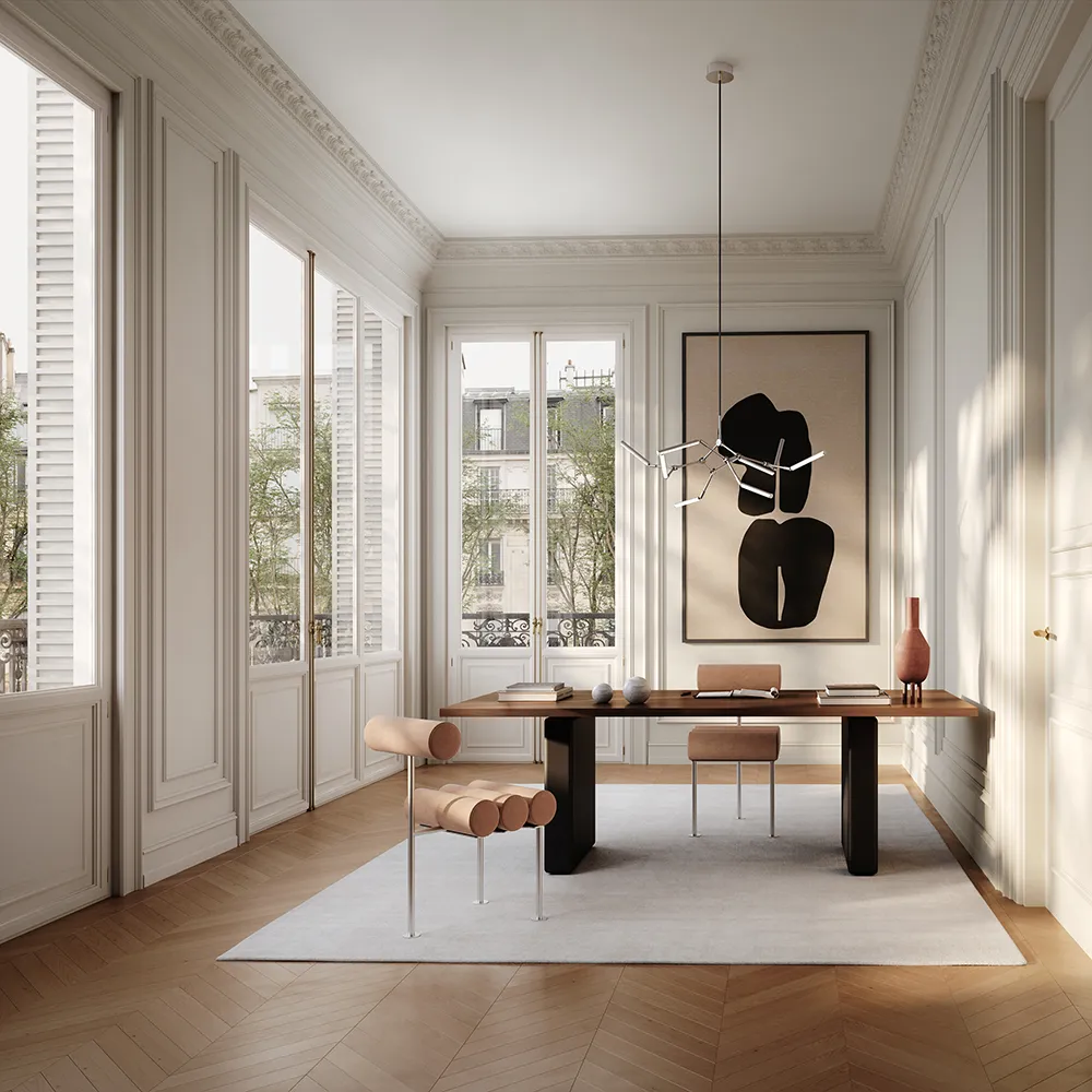 Hiro spisestol, rustfritt stål - nubuck