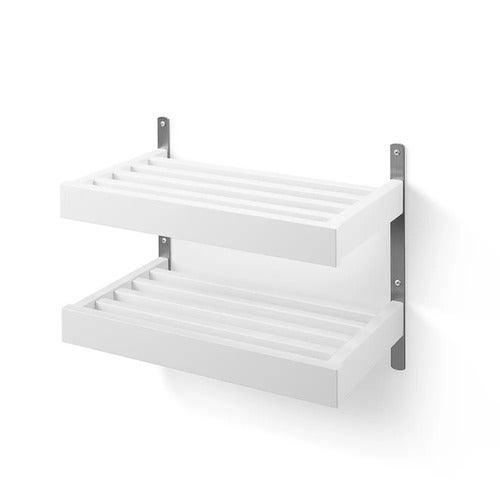 Nadja Skohylle 50 cm 2 nivåer veggmontert Hvitlakkert bjørk/slipt stål Oscars