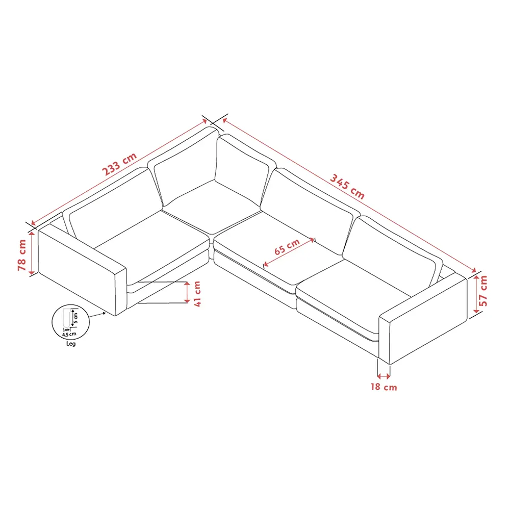 Duncan hjørnesofa 2+3-seter stoff Robin lysegrå
