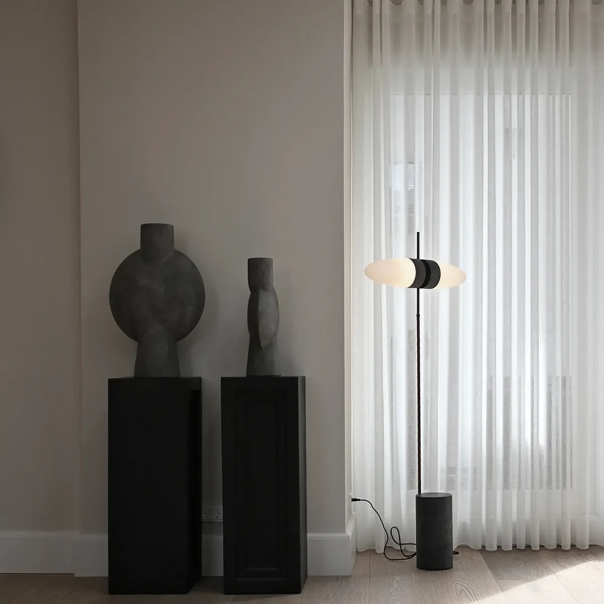 Håndmalt vase Sphere Bubl Hexa Dark Grey H60 cm
