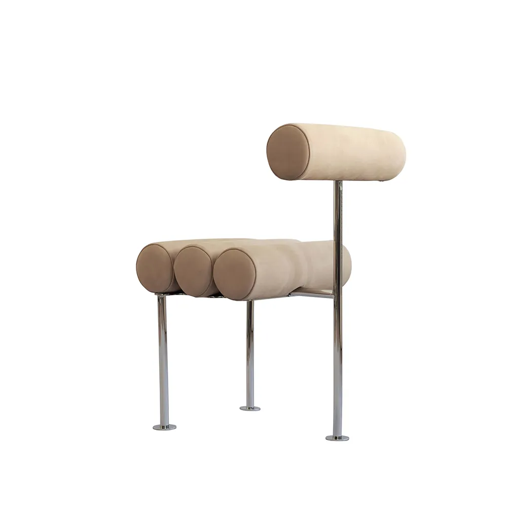 Hiro spisestol, rustfritt stål - nubuck