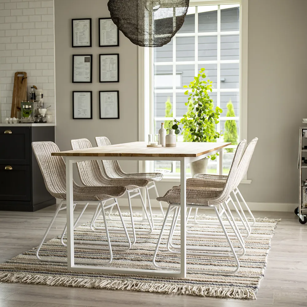 Cirebon spisebord 90x200 cm hvit/teak 