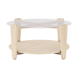 Arran salongbord Ø93 hvitpigmentert eik/glass