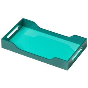 Lacquered Tray - Swell, Turquoise/Green 42x27 cm