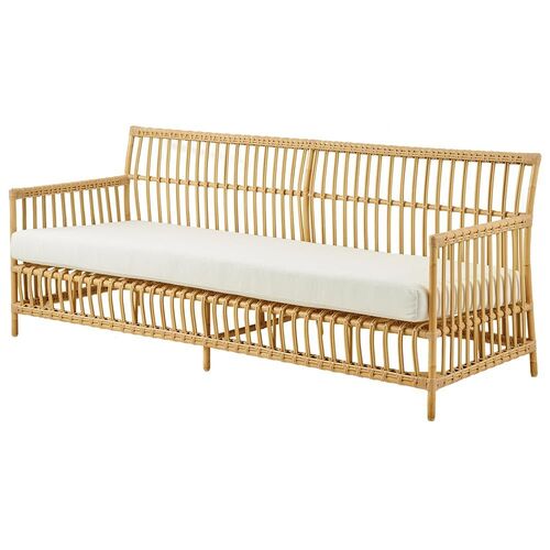 Caroline 3-seters sofa i kunstrotting i naturfarge