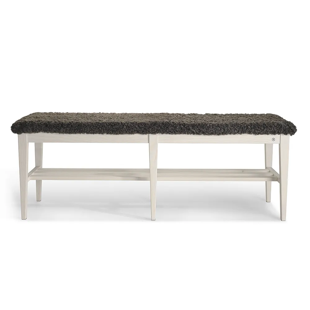 Nadja Bench 130 cm Hvitoljet ask/safeskinn brun