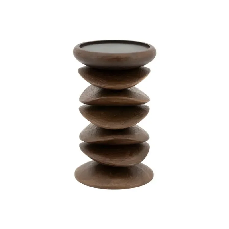 By-Boo, Pillar candle holder Kasane 10x10x15 cm Mangotre dark brown