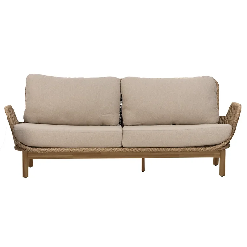 Lily 2,5-seters sofa  Twist straw / Plush wheat / teak