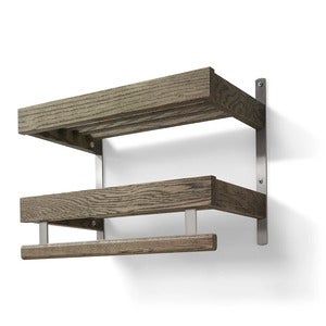 Nadja Hattehylle 50 cm 2 nivåer Røkt eik/slipt stål