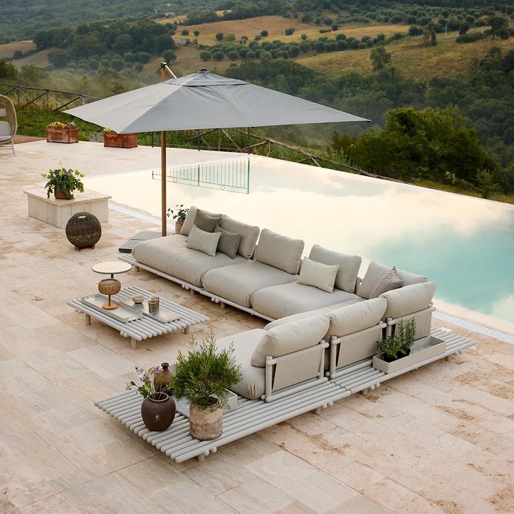 Sticks hjørnesofa Alu/desert sand