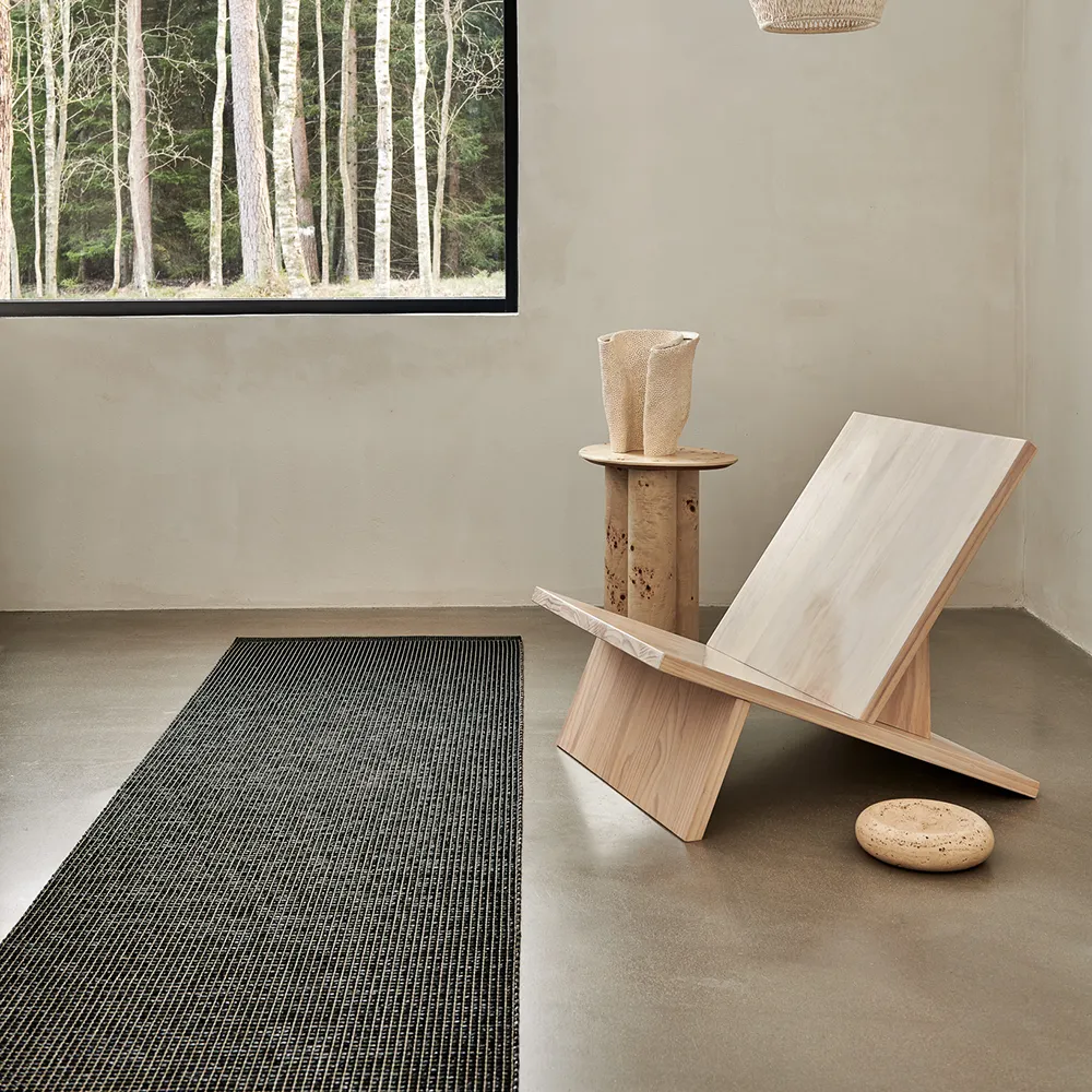 Emm teppe 70x180 cm Black/Linen Metallic