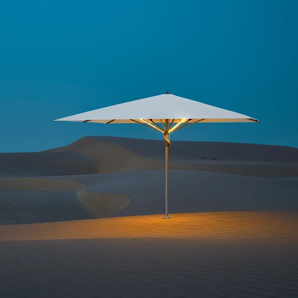 Fortello LED 350x350 cm parasoll alu Cat.2 158 Off white