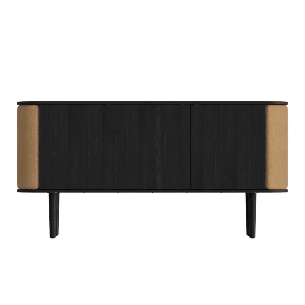 Treasures skap med 3 dører, svart eik/Sugar Brown