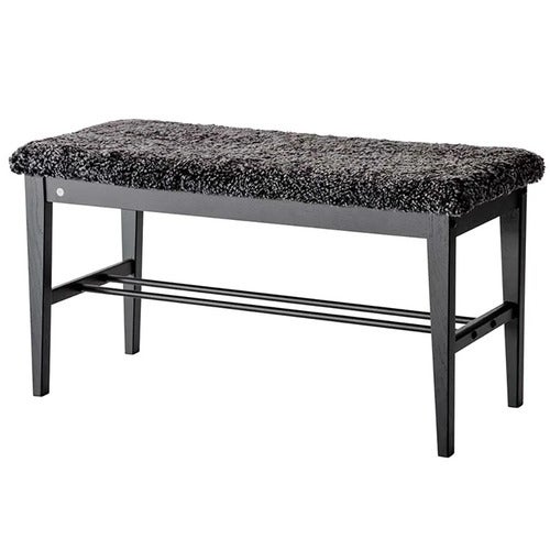Cora Bench Svartbeiset eik/safeskinn Mørk grå