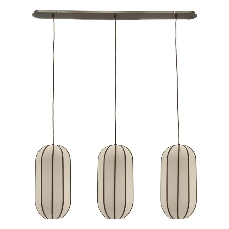 By-Boo, Cocoon cluster rectangular Taklampe 120x25x155 cm IJzer, leer & linnen Natur
