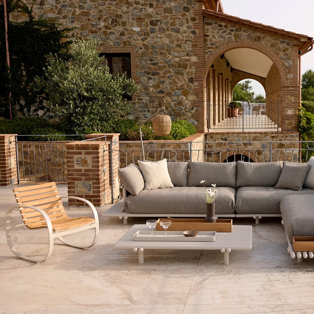 Parc gyngestol Teak/sand aluminium