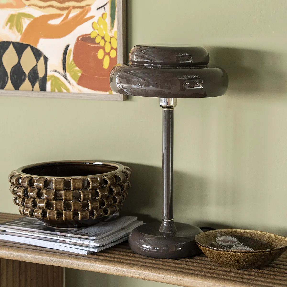 Dimbar bordlampe Pomm Dark Brown H 47,5 cm