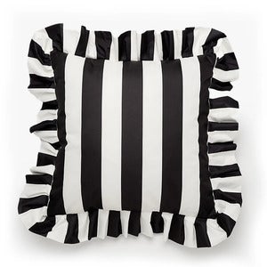 Pyntepute med volang 45x45 cm Svart/Hvit