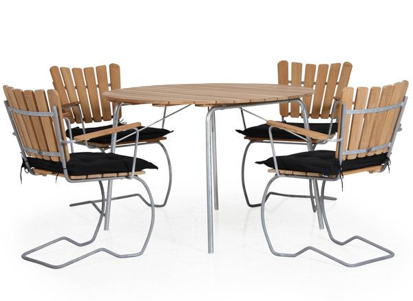 56:An spisebord 110 cm galvanisert/teak Brafab