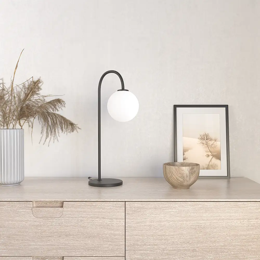 Ballong bordlampe svart G9